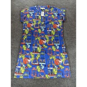 Jaye's Studio Menagerie Luxe Sateen Day Dress Blue Small (6-8) Animals Birds